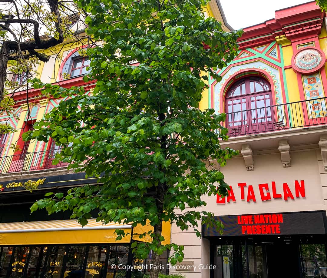 Bataclan concert hall in Paris's lively Oberkampf neighborhood