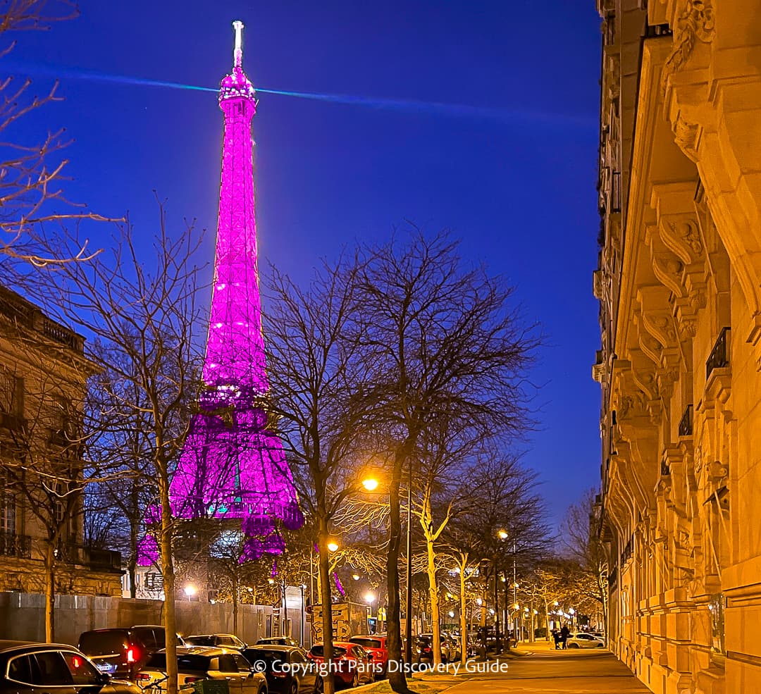 The Eiffel Tower turns pink 