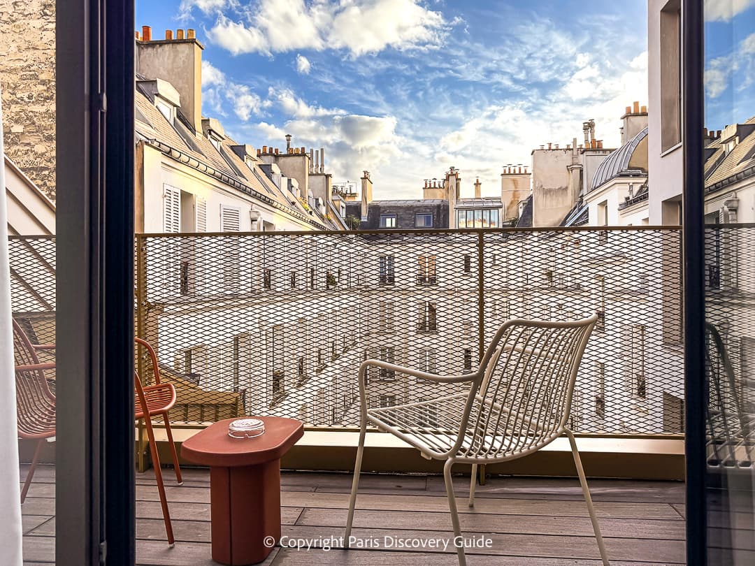 Our guestroom's balcony where we enjoyed relaxing during a recent stay at Hotel Pilgrim 