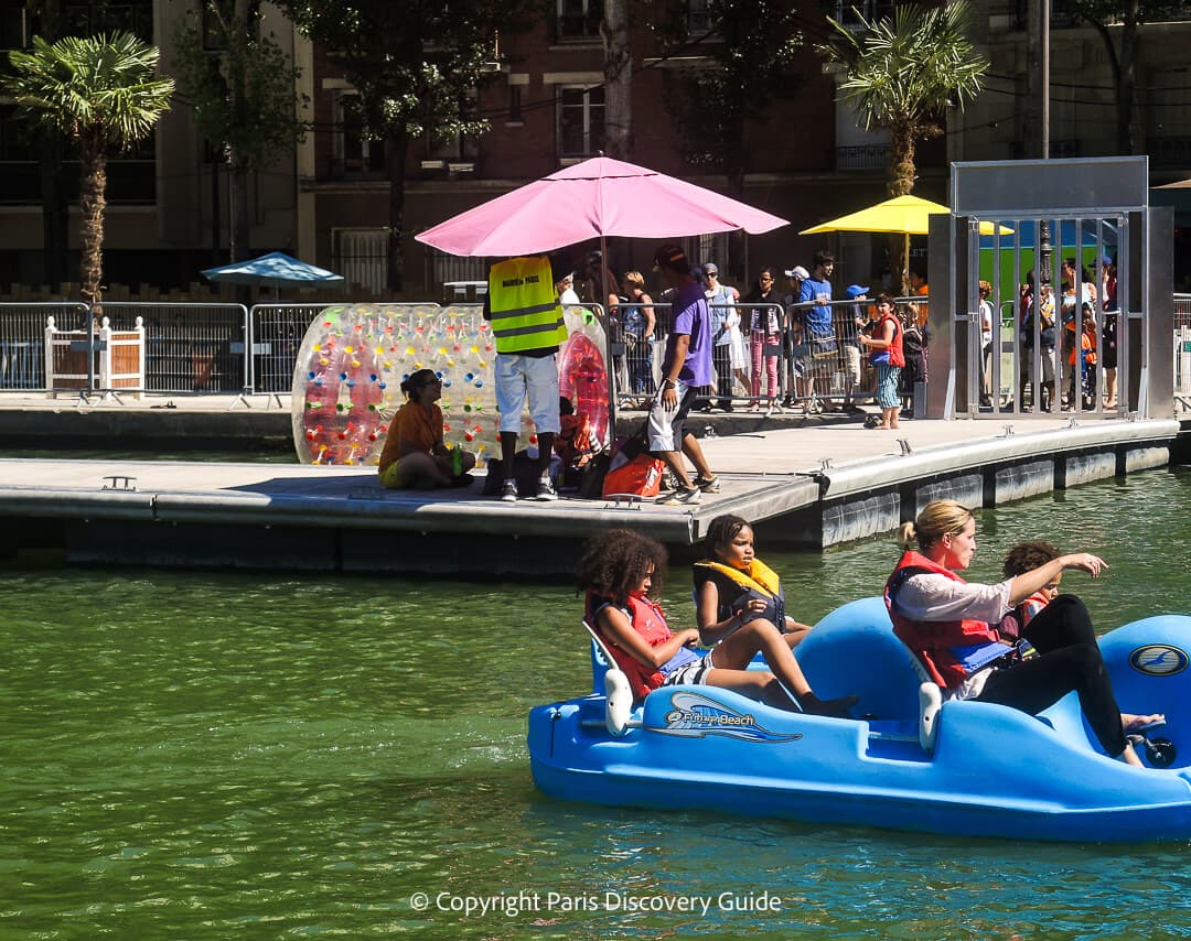 Pedal boats at Paris Plages in Bassin de la Villette