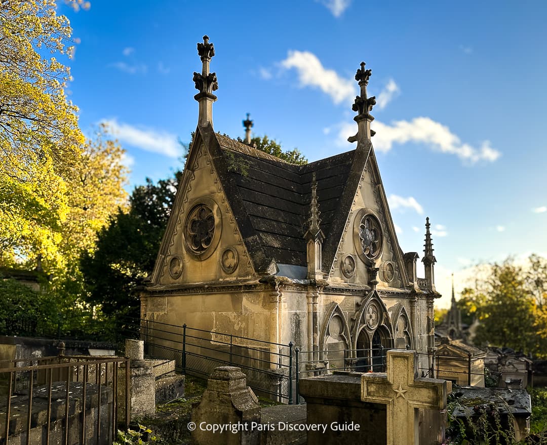 An elaborate family tomb shaped like a chapel  