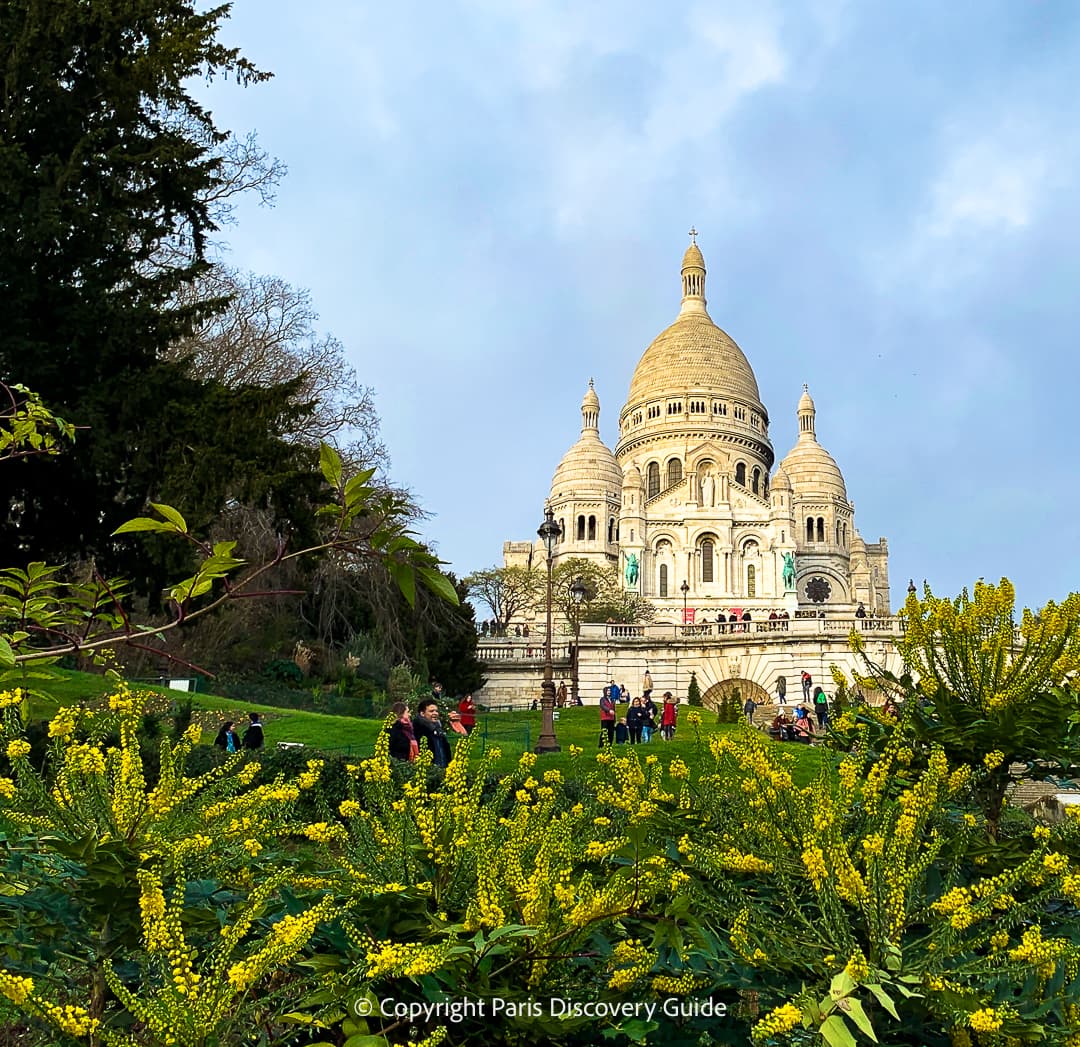 Sacre Coeur Basilica near Les Arenes Lyriques in Montmartre