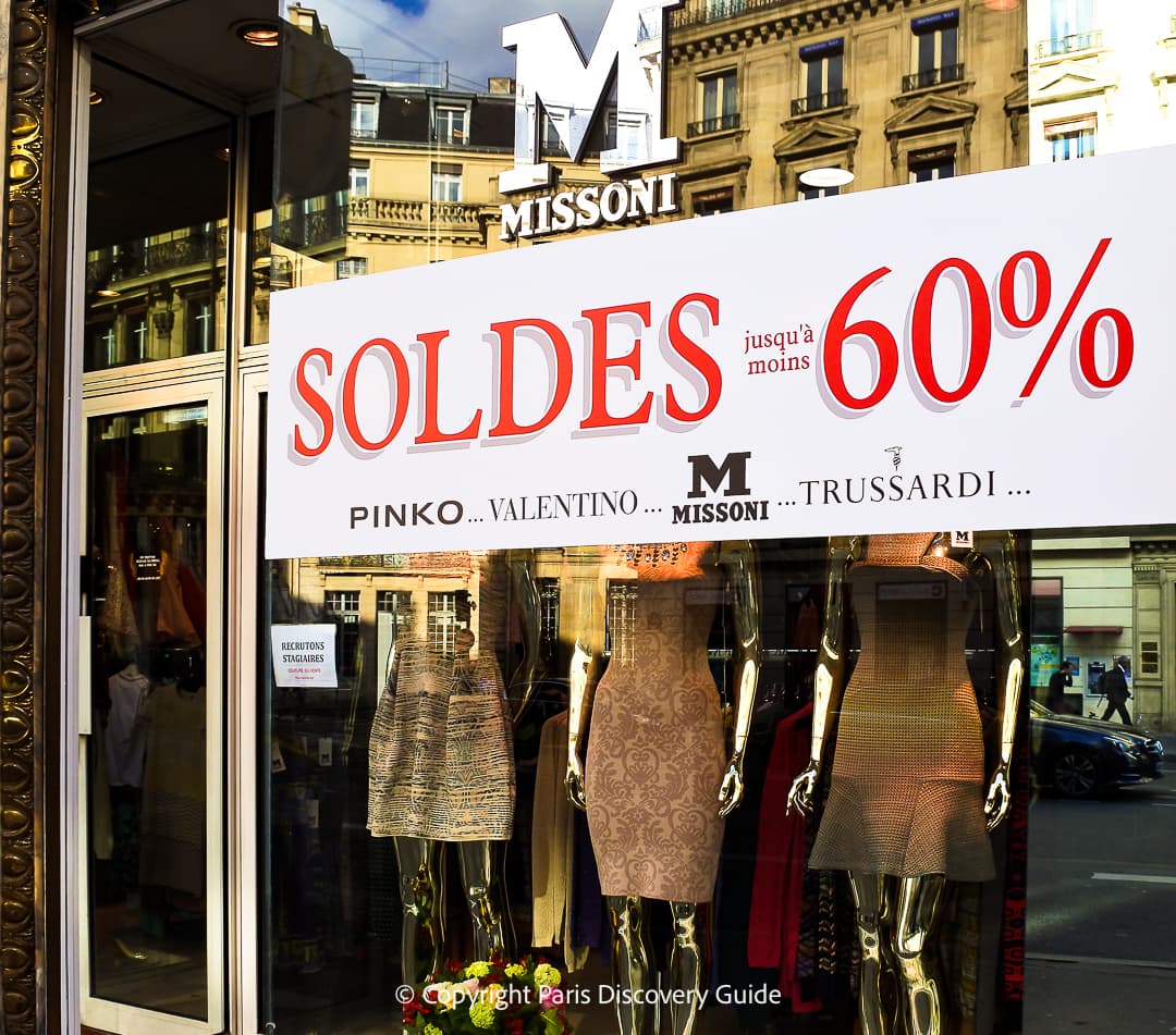 Soldes sign advertising Paris's January sales