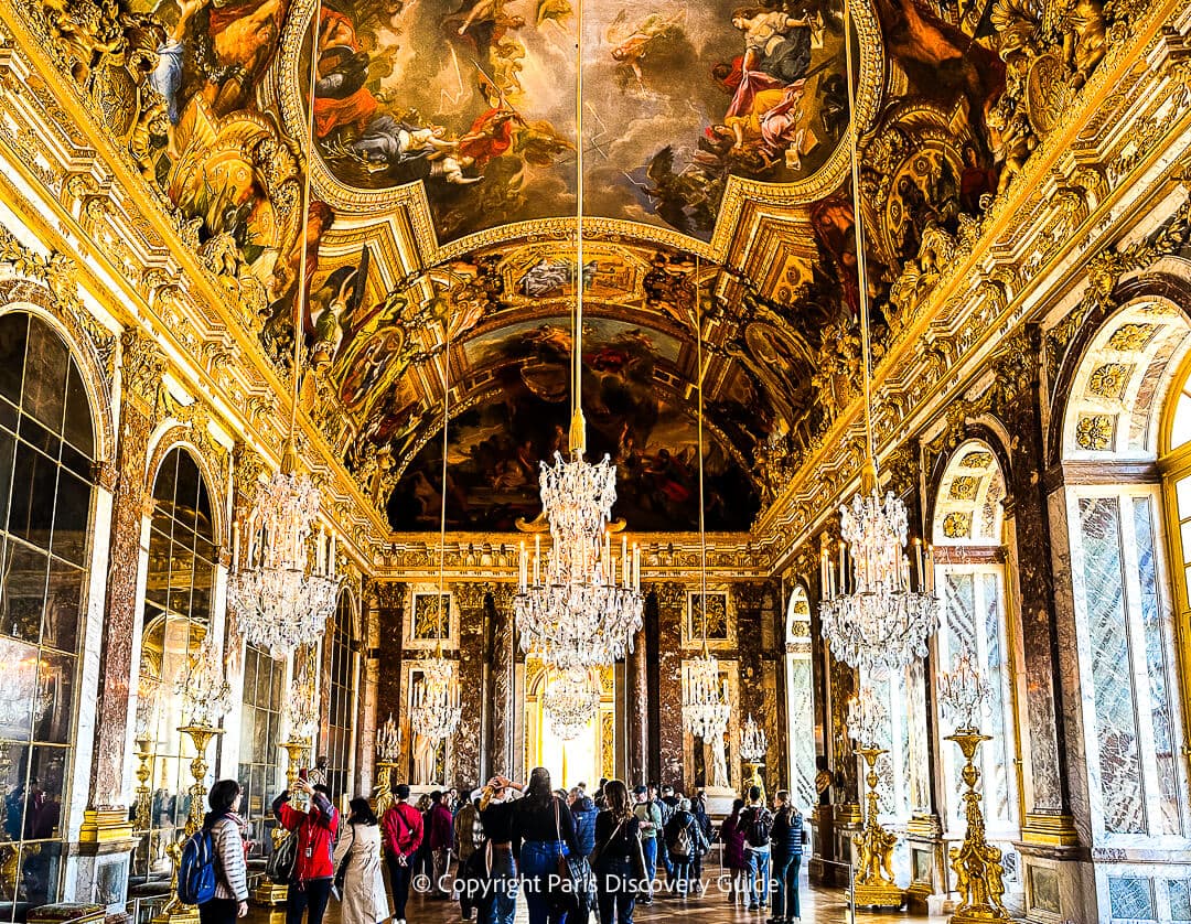 A small part of the (very long) Hall of Mirrors at Versailles