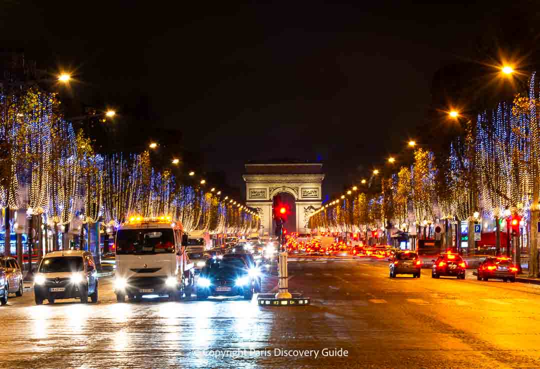 Christmas lights along Champs Elysees in Paris