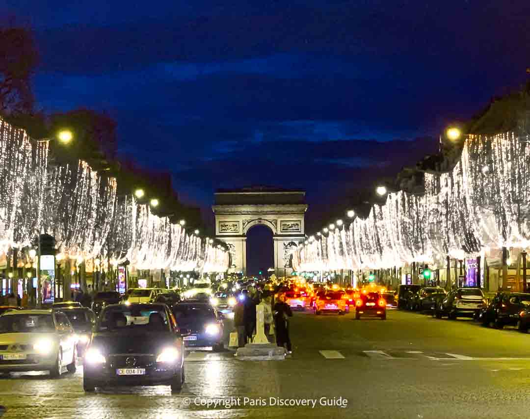 Christmas lights along Champs Elysees in Paris