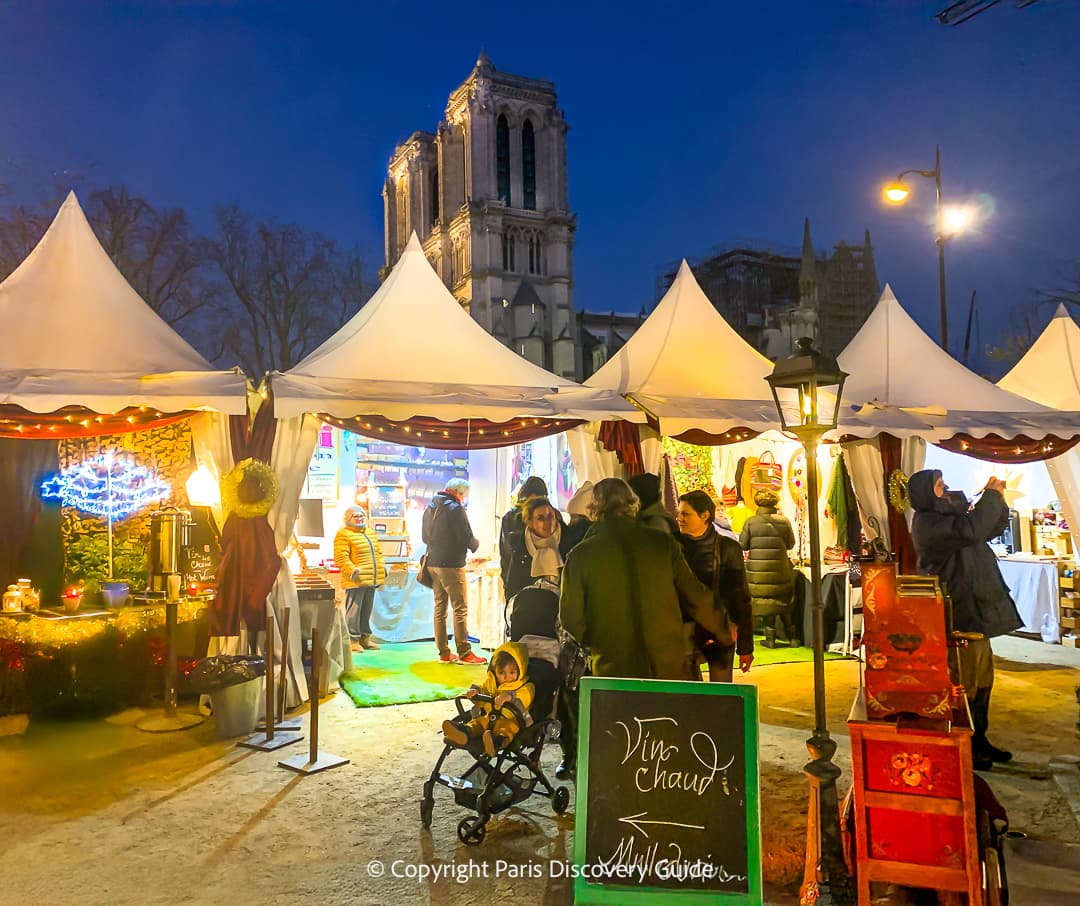 Christmas Market across from Notre Dame Cathedral in Paris