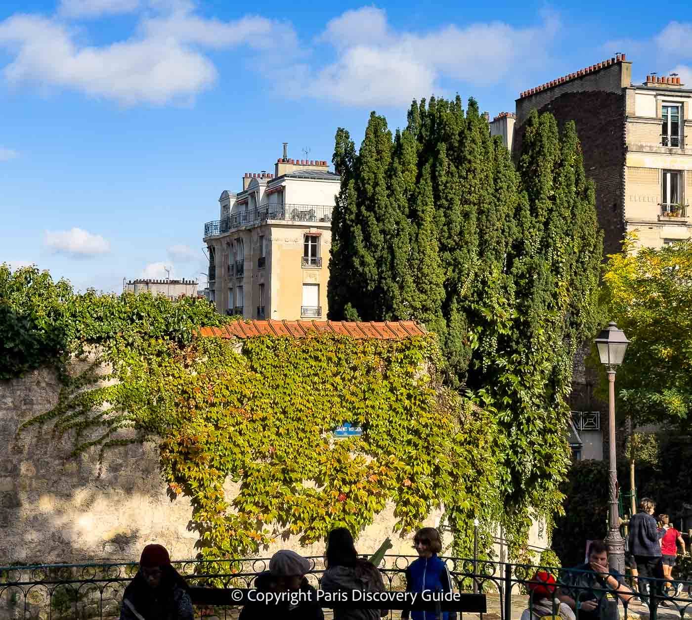 Montmartre - Beyond the wall is the Saint-Vincent Cemetery