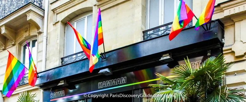 Rainbow flags in the Marais neighborhood<