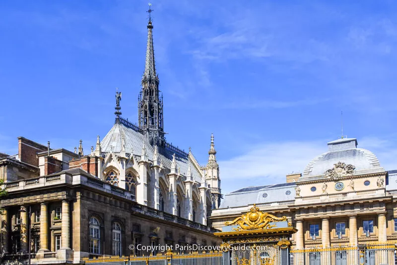 Steeple and spires of Sainte Chapelle behind the Palais de Justice