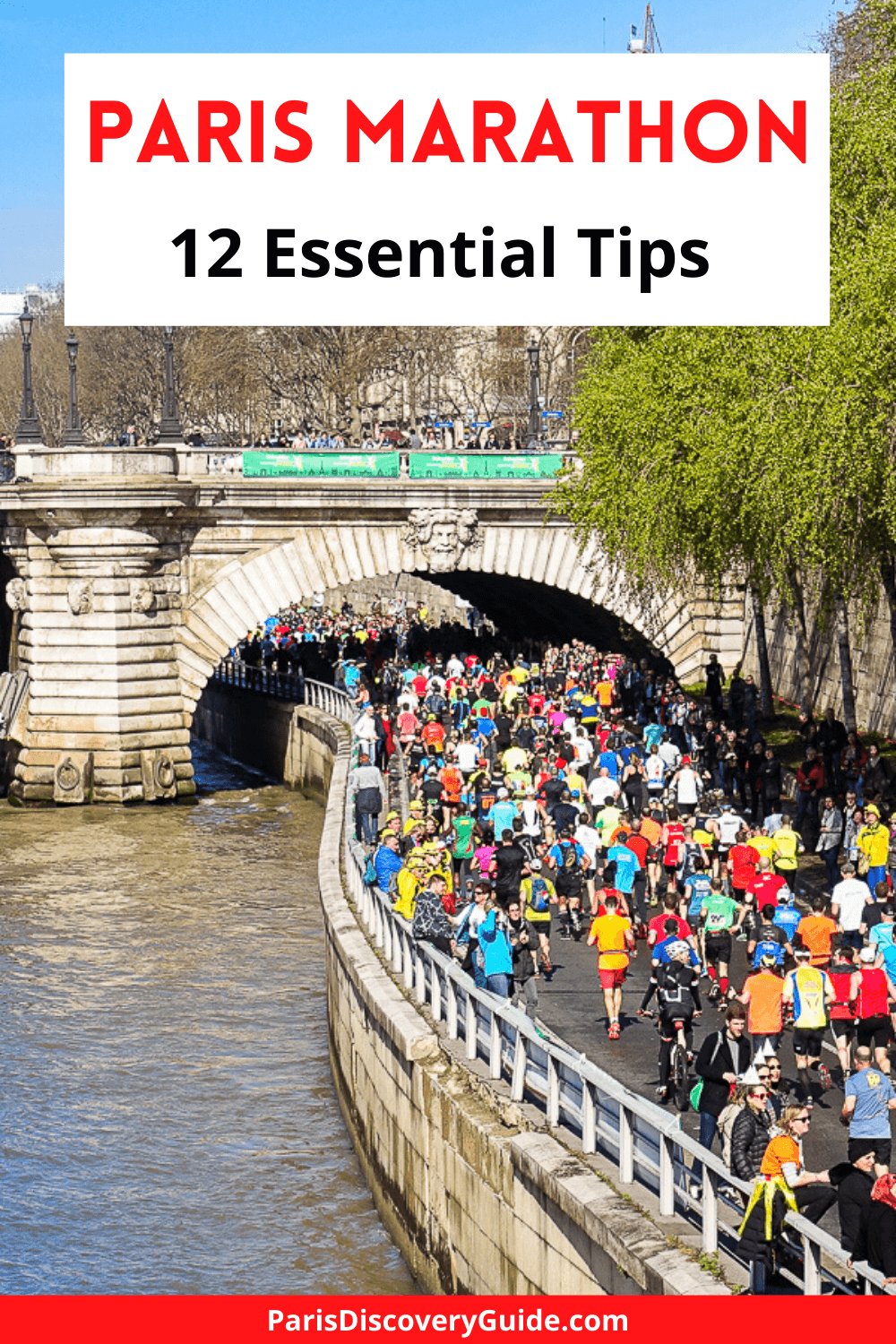 Paris Marathon runners passing the Seine River